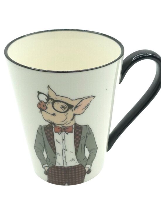 Signature Other - Dapper Pig In Glasses & Bowtie Ceramic Coffee Mug Whimsical Kitchen Drinkware